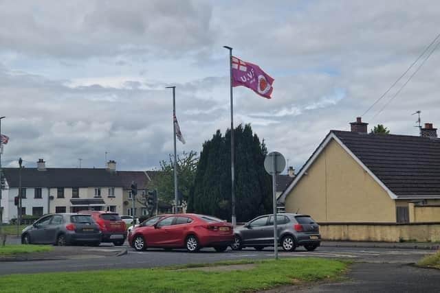 A UVF flag flying in the Waterside during the summer.