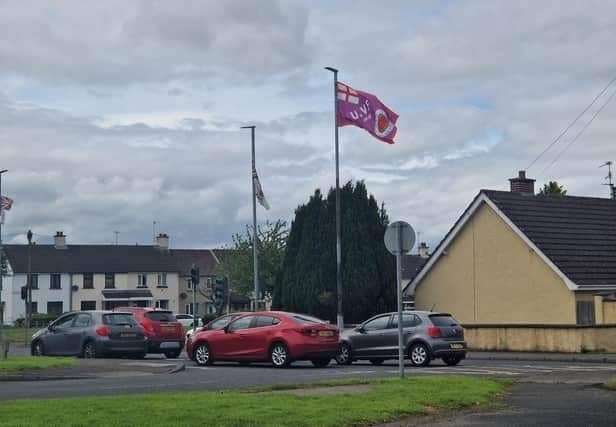 A UVF flag flying in the Waterside during the summer.