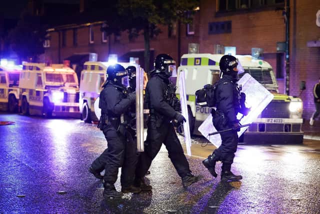 General view of the Sandy Row and Donegall Road where police came under attack during further disorder in south Belfast. Photo by Kelvin Boyes / Press Eye.