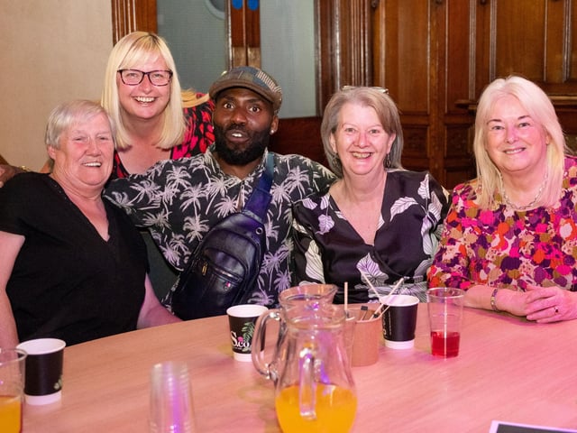 The Mayor Councillor Lilian Seenoi-Barr has once again hosted an Our Guildhall Our Space event for younger and older people in April with entertainment from In Your Space Circus School, Black Paddy, Richie Remo and DJ Tyree Patton. Picture Martin McKeown. 12.04.25 : Pictured are guests at the Mayor's penultimate Our Guildhall, Our Space in Derry.