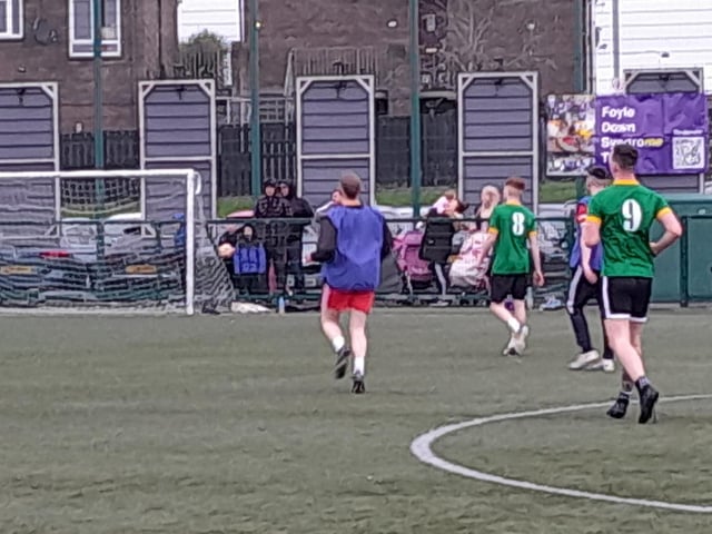 Footballers at the Galliagh Community Response (GCR) Memorial Cup in memory of Bronagh McLaughlin and Caitlin McLaughlin last Saturday.