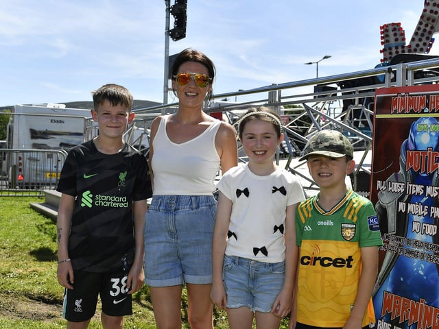 Harry Hegarty, Angela Hegarty, Alannah Potter and Oisin Potter pictured at the Kids Fest held at the Shore Front, in association with the Buncrana Music Festival. Photo: George Sweeney