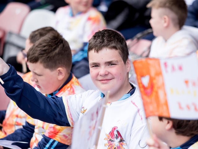 Participants at the Derry Diocese Fan The Flame annual Mass 2025 in Celtic Park.