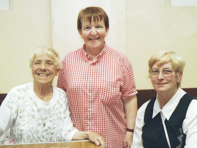 Rita Loughrey, Bridget Carroll and Mary Mullan pictured at the Bishop Street reunion. 050603HG14