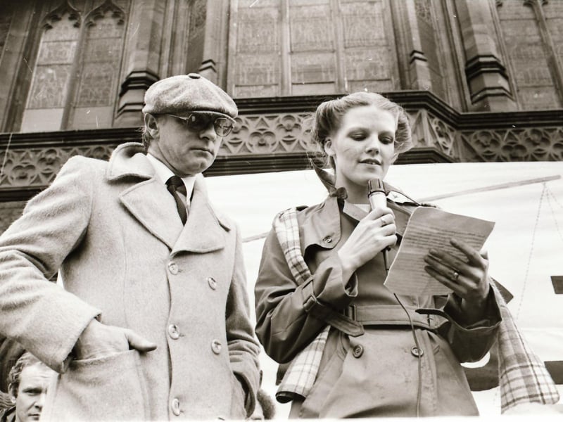 Speakers at a Citizens Against Show Trials march and rally in Derry.