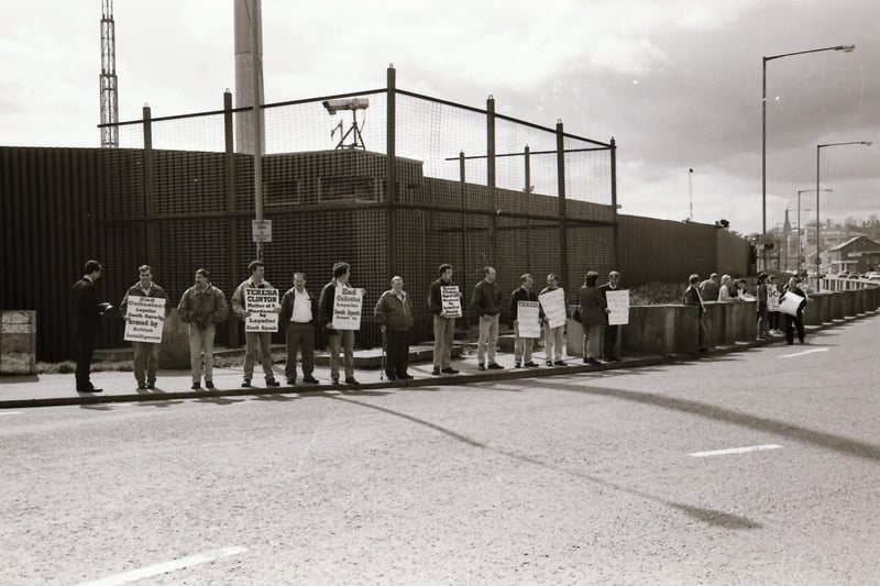 Sinn Féin anti-collusion protest at Fort George in Pennyburn back in April 1994.