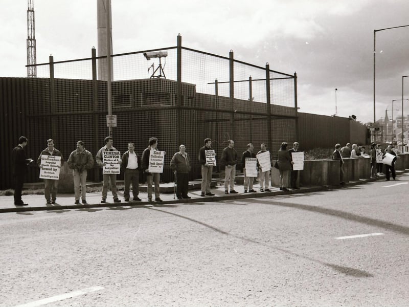 Sinn Féin anti-collusion protest at Fort George in Pennyburn back in April 1994.