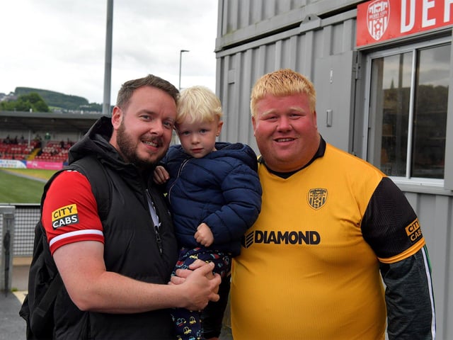 Fans arrive for the Derry City versus Cork City game at the Brandywell Stadium on Friday evening. Photograph: George Sweeney. DER2325GS – 75