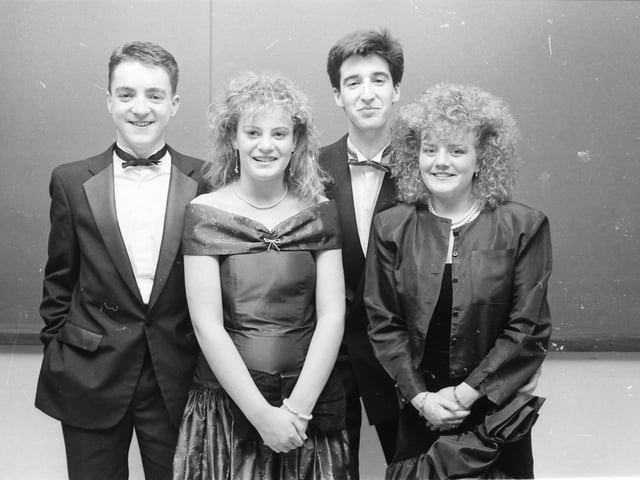 At the St. Columb's College formal, from left, Donal McCaul, Deirdre O'Donnell, Michael Gallagher and Martina Owens.