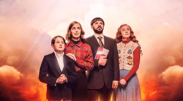 Everyone Else Burns: Harry Connor as Aaron, Kate O'Flynn as Fiona, Simon Bird as David and Amy James-Kelly as Rachel
