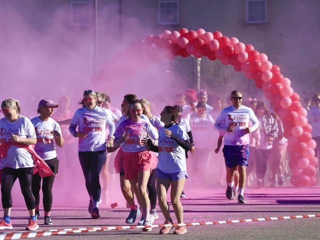 Participants taking part in the Cancer Focus NI Pink Run held in Ebrington Square, on Sunday. (Photo - Tom Heaney, nwpresspics)