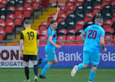 Midfielder Mark McFadden celebrates scoring Institute’s second goal against Knockbreda, on Saturday. DER2243GS – 085