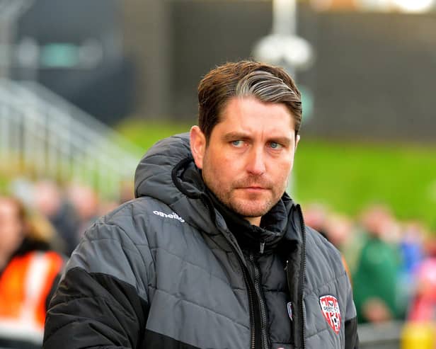 Derry City manager Ruaidhri Higgins is delighted to add Fulham loanee Ollie O'Neill to his squad. Photograph: George Sweeney.  DER2219GS – 017