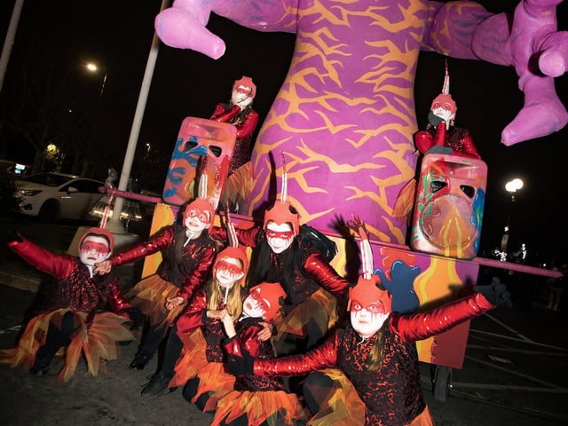 A rather large Red Monster making its way along the Quay.