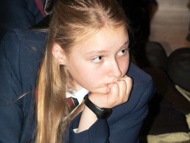 One of the new Year 8 intake at Oakgrove Integrated College on Monday. : Oakgrove Integrated College welcomes latest influx of Year 8 pupils