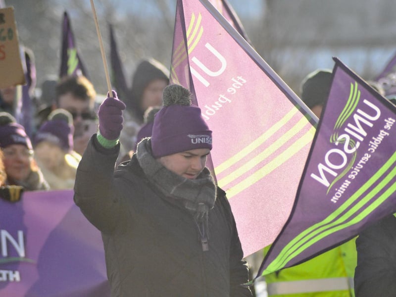 Striking public sector workers in Derry.