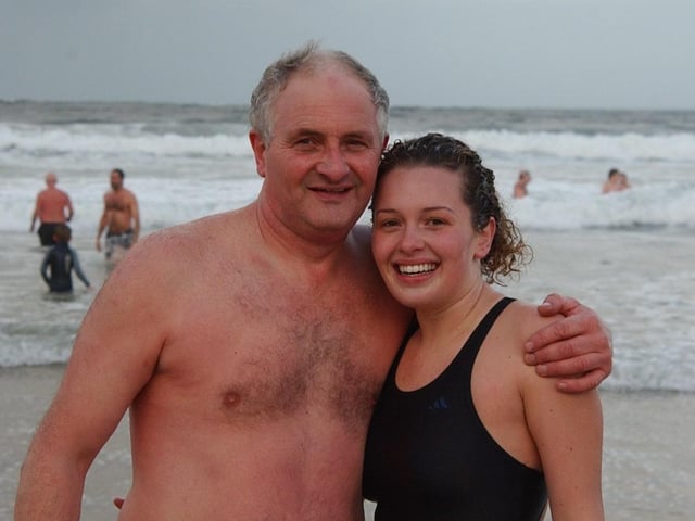 Braving the elements at the Culdaff New Year's Day Swim in 2004.