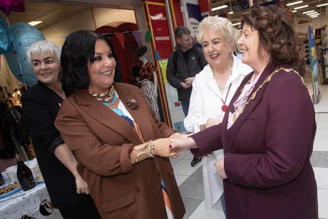 'The Quirky Store' manager Vivienne Wood welcomes the Mayor, Patricia Logue to Quayside. Included are Leanne Doherty, Business Development Manager and Sadie O'Reilly, founder, Hurt. (Photos: Jim McCafferty Photography)