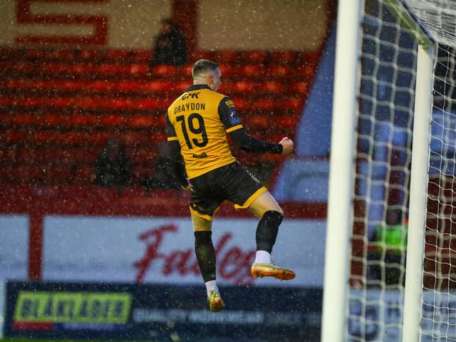 Derry City winger Ryan Graydon celebrates his winning goal against Shelbourne at Tolka Park. Photograph by Kevin Moore.