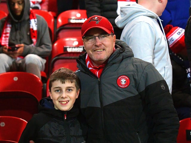 Candystripe fans at the Brandywell for Friday evening’s game. Photo: George Sweeney