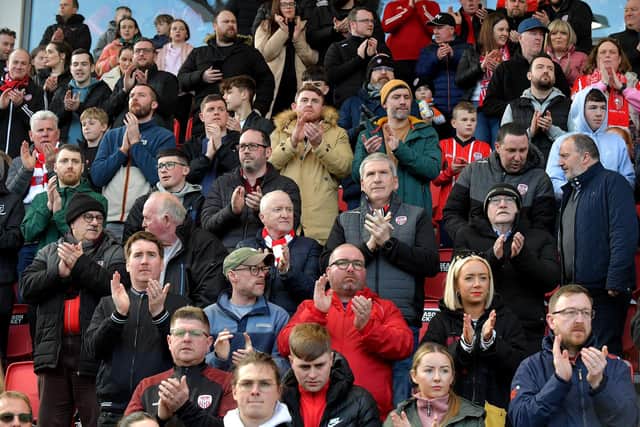 The majority of Derry City have behaved responsibly this season, however the club has appealed to those who have been responsible for trouble at recent matches to cease. Photo: George Sweeney. DER2314GS – 36