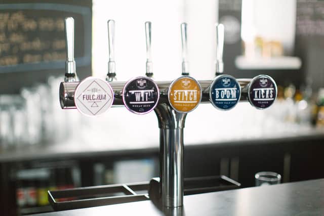 Craft beer on tap in the Walled City Brewery.
