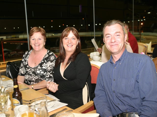 Enjoying a night out at the Lifford Greyhound Stadium in October 2004.