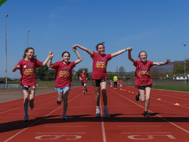 Participants in the Children's Try-A-Tri in memory of Caina Healey. Michelle Campbell/Micam Photography
