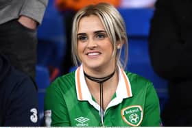 Erin McClean, wife of James McClean, prior to the FIFA World Cup Qualifier Group D match between Wales and Republic of Ireland at Cardiff City Stadium in 2017.