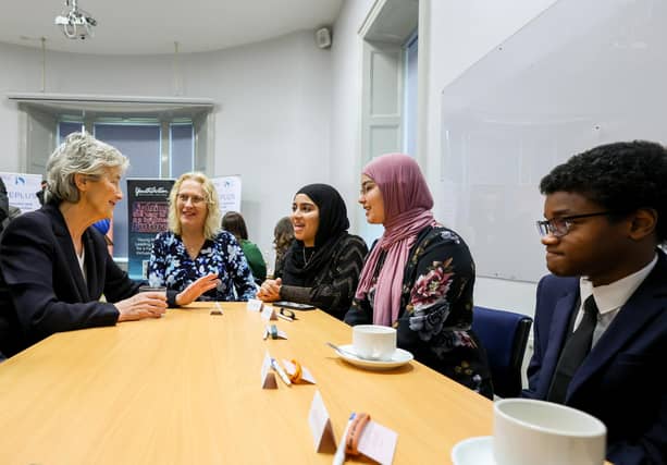 On the final day of her visit to Belfast and Derry, President Catherine Connolly visited Youth Action Northern Ireland, Peace and Reconciliation Centre, at St. Columb’s Park House where she met Programme Manager Dominic Bonner and CEO Dr Martin McMullan.