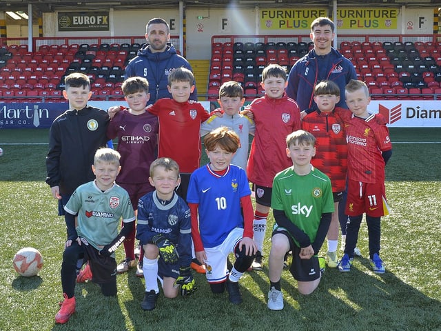 Some of the chidden who participated in the Ryan McBride Foundation's Soccer Camp held in the Brandywell Stadium. Photo: George Sweeney