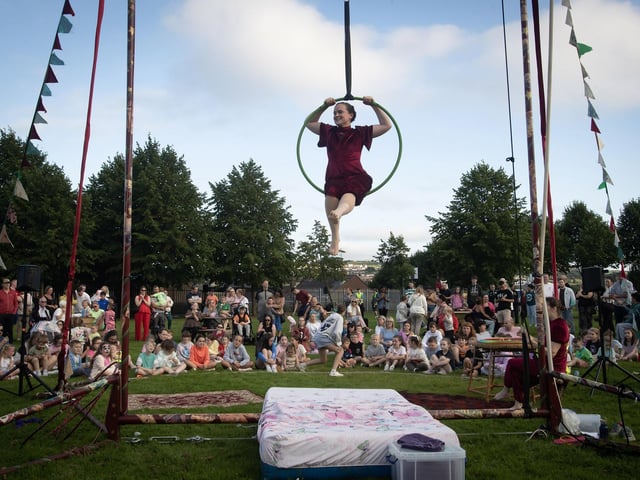 A section of the crowd being entertained by the stunts of the Symmetry Circus on Friday at Bull Park. (Photos: Jim McCafferty Photography) : .