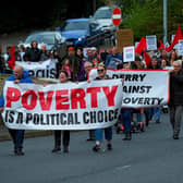 A Derry Against Fuel Poverty march and rally making its way along Duke Street earlier this month. Photo: George Sweeney.