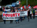 A Derry Against Fuel Poverty march and rally making its way along Duke Street earlier this month. Photo: George Sweeney.