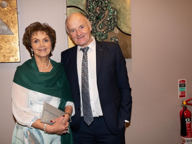 Eileen and Charlie McGonigle at the 2025 Tip O’Neill Irish Diaspora Awards took place on Friday evening at the Inishowen Gateway Hotel in Buncrana, honouring four exceptional members of the Global Irish community whose achievements reflect the enduring spirit and values of the Irish diaspora. Photo Clive Wasson : .