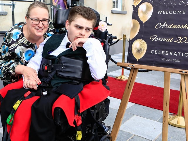 Matthew Lindsey with his mother Claire at the Ardnashee formal held in the Ebrington Hotel. (Photo - Tom Heaney, nwpresspics) : .