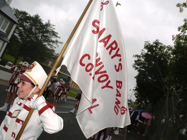 St Marys Accordian band, Convoy lead the Clonmany Fefstival Parade . (0208A45) : Clonmany Festival, Vintage Show, Agricultural Show and Raft Race in August 2005.