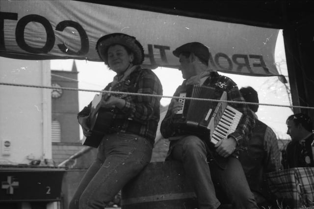 Musicians performing at the St. Patrick's Day parade in Buncrana in 1998.