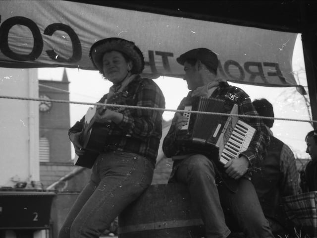 Musicians performing at the St. Patrick's Day parade in Buncrana in 1998.