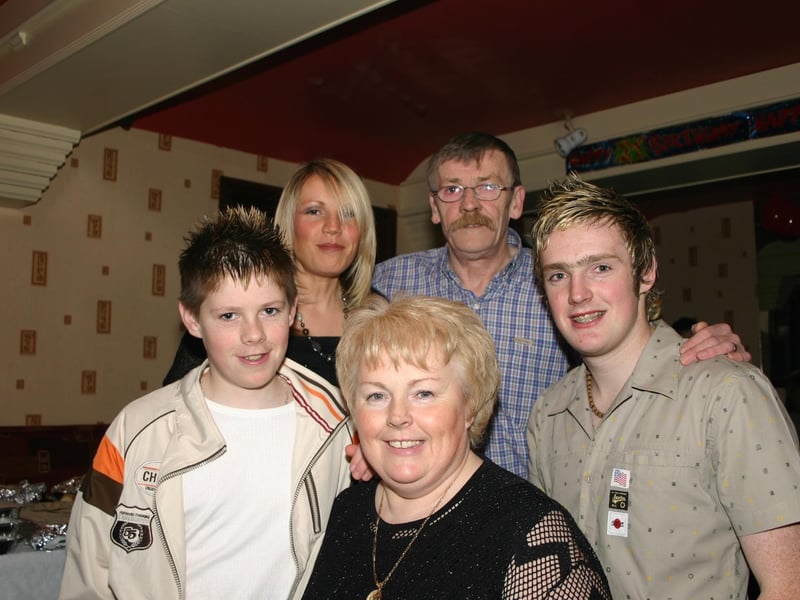 The McKeever Family with Birthday Boy Stuart celebrating his 21st left to right Anthony, Mary, dad Tony and mum Annenjoying the party. 2127/dd : .