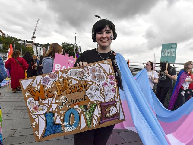Reveller at the 2025 Foyle Pride Parade. Photo: George Sweeney
