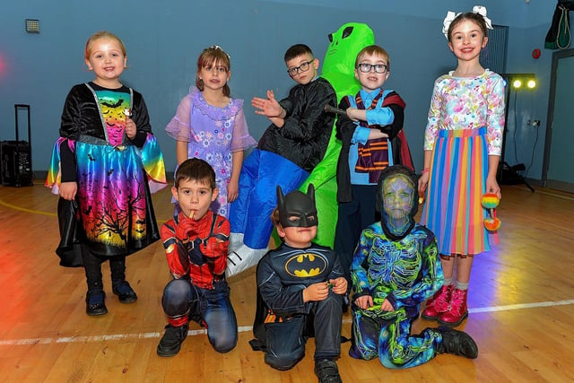 Pupils from St Eithne's Primary School in fancy dress for the Halloween picnic held on Wednesday afternoon last.  Photo: George Sweeney.  DER2243GS  047