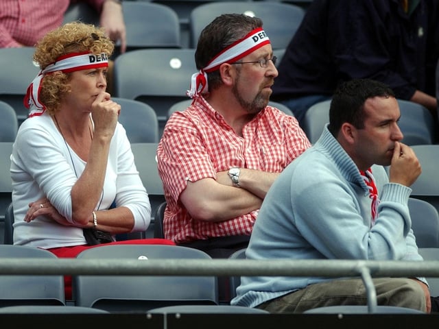 Fans cant believe the final result as Derry lose out to Kerry in the All Ireland Senior Football semi final. (3108A34)