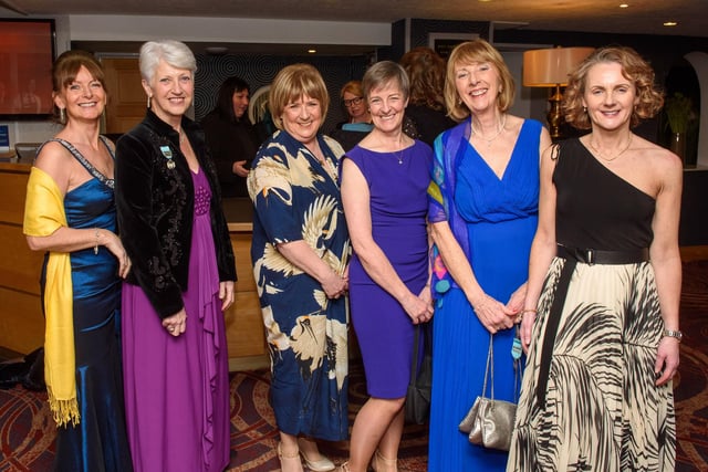 Anne Marie O’Kane, Valarie Haslett, Christine Deane, Sarah Polly, Judith O’Hare and Julie Faulkner, pictured at Londonderry Musical Society’s 60th Anniversary dinner in the White Horse Hotel. Picture Martin McKeown. 14.01.23