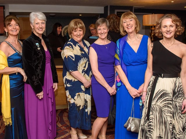 Anne Marie O’Kane, Valarie Haslett, Christine Deane, Sarah Polly, Judith O’Hare and Julie Faulkner, pictured at Londonderry Musical Society’s 60th Anniversary dinner in the White Horse Hotel. Picture Martin McKeown. 14.01.23