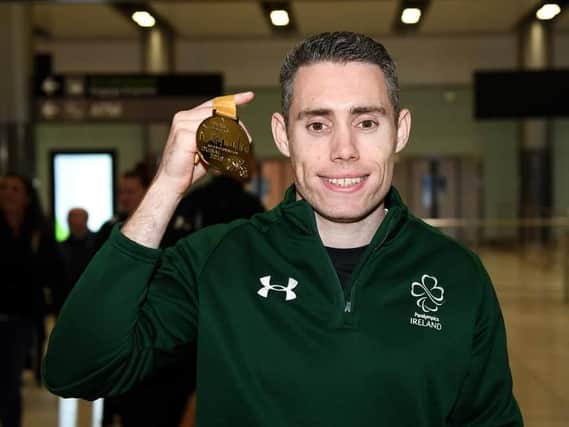 T13 100m gold medalist Jason Smyth pictured at Dublin Airport on Team Ireland's return from the World Para Athletics Championships 2019, held in Dubai