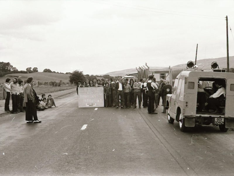 Buncrana Road: Complex workers protest at Army harassment.