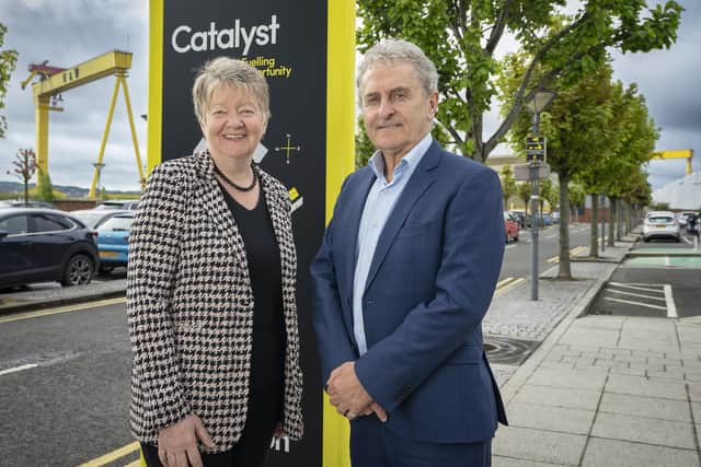 Pictured ahead of Catalyst’s annual briefing are Catalyst Chair Ellvena Graham and Paddy Harte, Chair of the International Fund for Ireland, which is funding Catalyst’s new ‘Innovation for All’ programme.