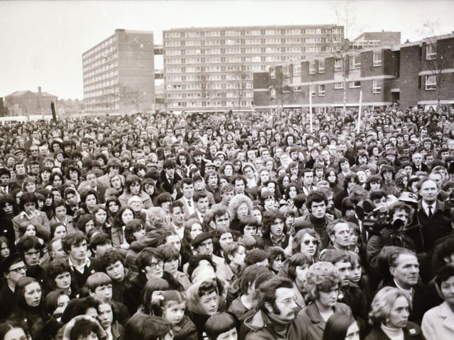 The third anniversary of Bloody Sunday is marked in Derry in January 1975.
