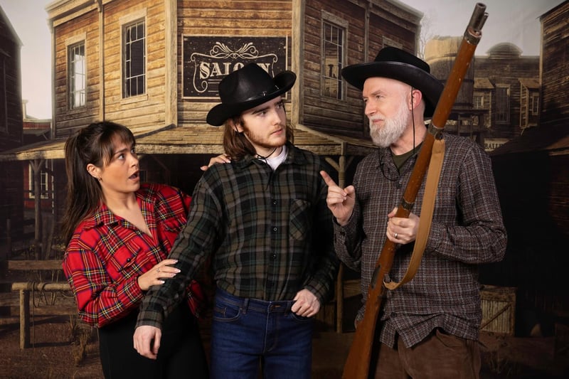 Amy Astbuty (Ado Annie), Aidan McLaughlin (Will Parker) and Brendan Brady (Andrew Carnes).